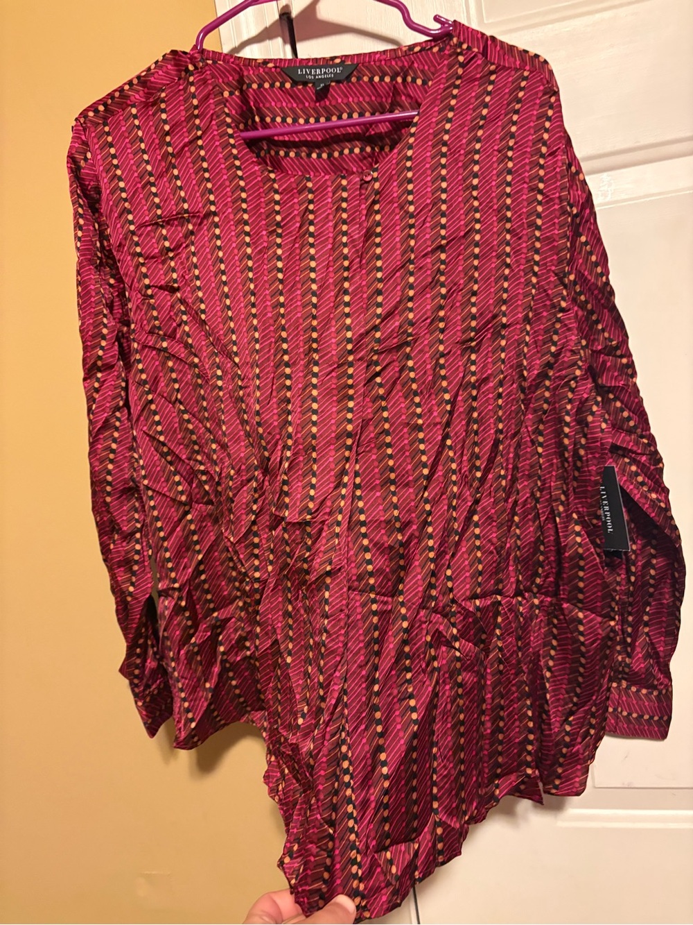 Women’s Liverpool Maroon Patterned Long-Sleeve Shirt